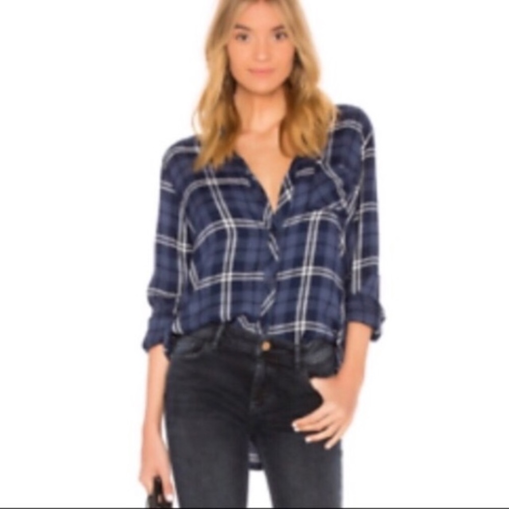 Rails Blue Plaid Flannel Button Up top
